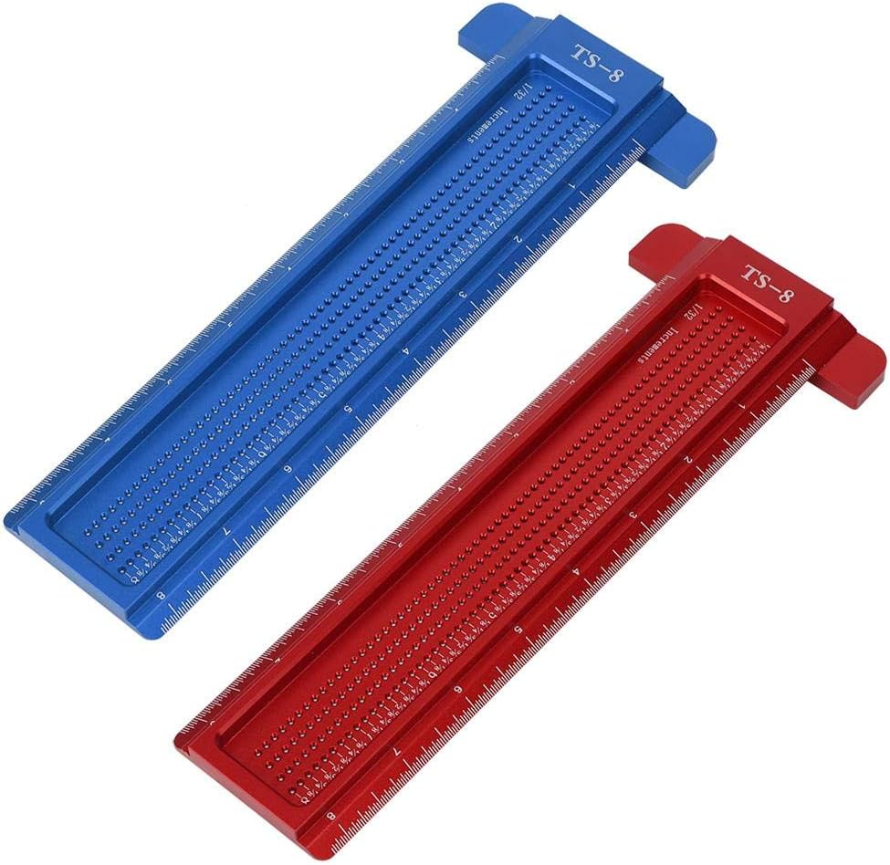 Aluminum Woodworking Measuring Tool T Square Hole Ruler Precision Scriber for Carpentry Hardware Red