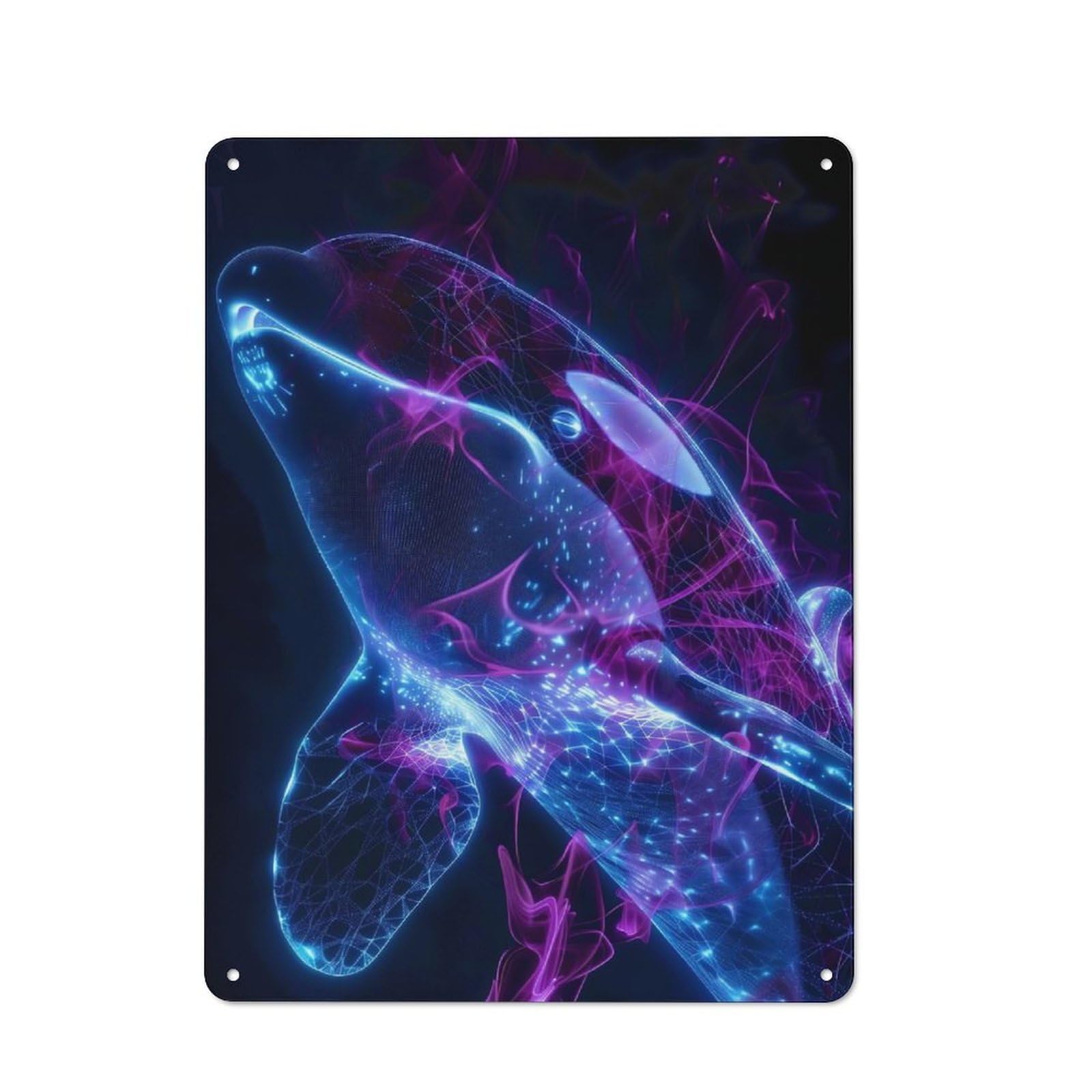 Junmoney Luminescent Orca Tin Wall Plaque 40X30cm With For Workshop Wall, Suited To Workshop Decor Fans, For Retro Home Interiors