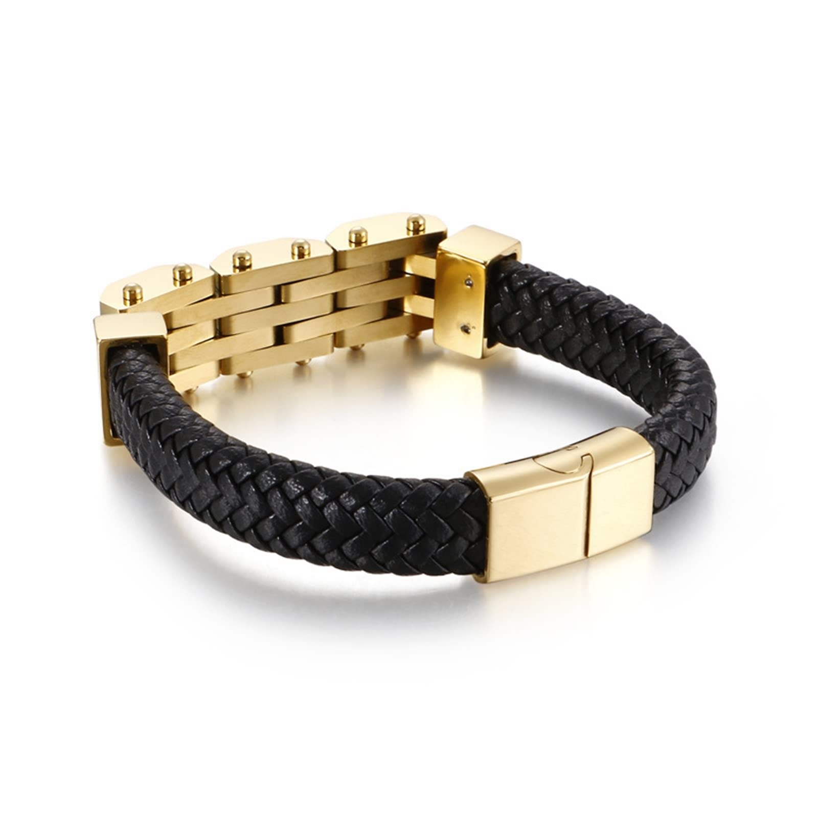 Męska bransoletka vintage złota, łańcuszek bransoletki w stylu retro stal nierdzewna bransoletka z zawieszką dla mężczyzn, 210x12mm, Bez kamieni szlachetnych
