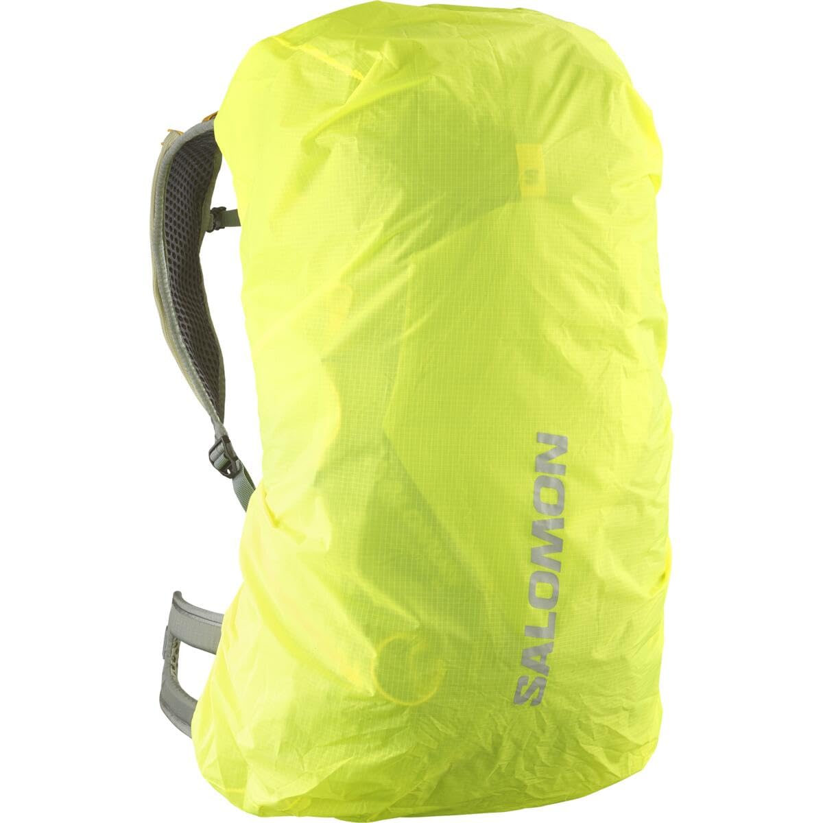 Salomon RAIN COVER MEDIUM Waterproof Ultra-Light Pack Cover, Adjustable Fit for 25-40L Bags, Bright Yellow Weather Protection, Reflective Design