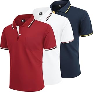 Polo para Hombre Paquete de 3 Polos Manga Corta Camiseta de Golf Ligera y Transpirable T Shirt de Tenis Verano