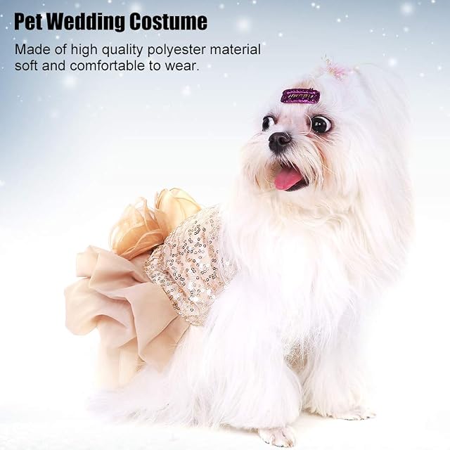 Foto 7 de 8 de Vestido para s Pequeños Disfraz de Perrito Princesa Ropa de Mascotas Tiquín Lentejuelas Sedoso Traje Elegante…