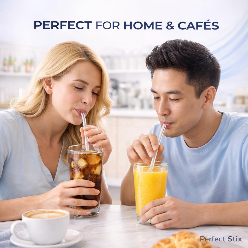 Perfect Stix Clear Jumbo Unwrapped Disposable Straws, Standard Size 7.75 x 0.23". Clear Color, Medium, Pack of 1000CT