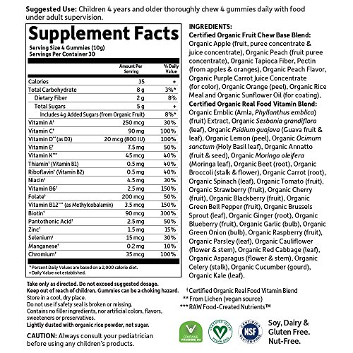 Garden Of Life Mykind Organics Kids Gummy Vitamins - Fruit - Certified Organic, Non-Gmo & Vegan Complete Children's Multi - B12, C & D3 - Gluten, Soy & Dairy Free, 120 Real Fruit Chew Gummies #TOP3