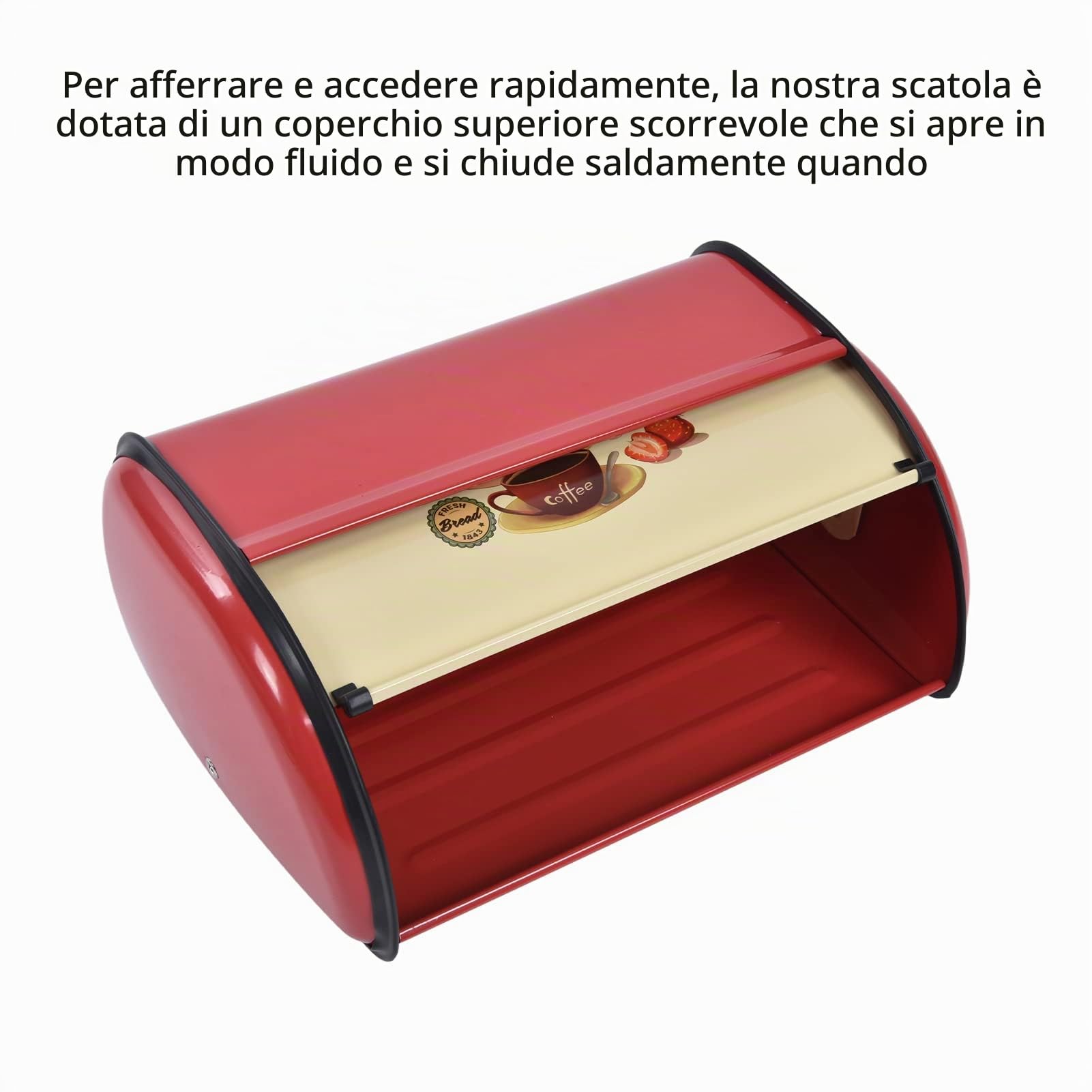 Portapane, portapane in metallo di grande capacità per piano di lavoro da cucina per panetteria(rosso)