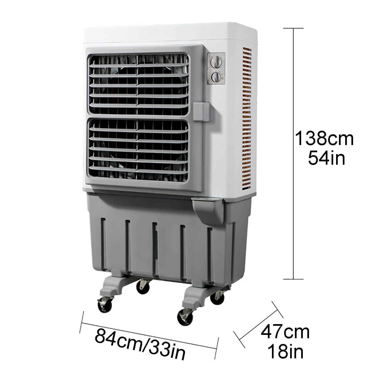Genérico Ventilador Enfriador de Aire evaporativo portátil con depósito de Agua de 120 L, 3 velocidades, Ruedas universales para Uso en Interiores y Exteriores o en Garaje.