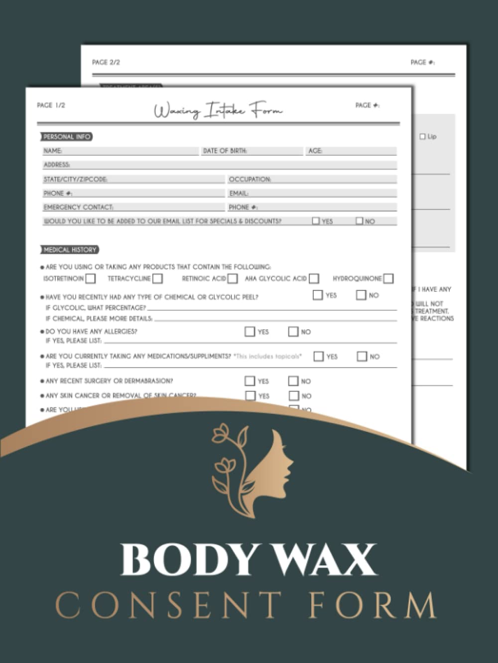 Buy Body Wax Consent Form Waxing Intake Form Waxing Salon Client