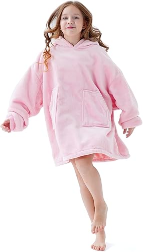 Miniatura 22 de Aemicion - Manta con capucha tipo sudadera para niños, extrasuave y abrigada, tamaño grande, para niños y niñas (verde azulado)