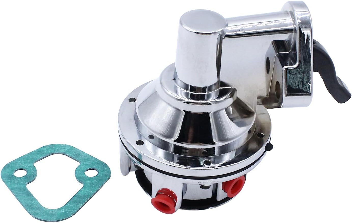 SBC Chrome Mechanical Fuel Pump 6 PSI 1/4” NPT Inlet/Outlet Compatible with Chevy SB 262-400,V8 Engine