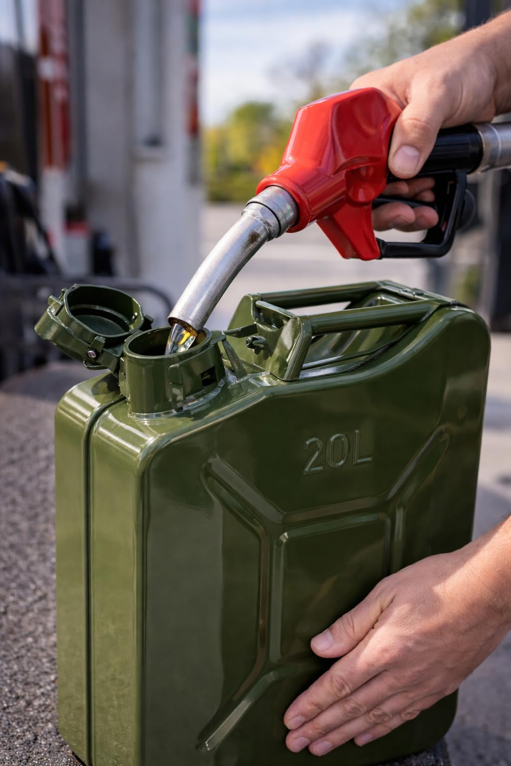 Tanica de acero pintada verde, homologada para combustible, gasolina y diésel, uso agrícola, náutico y de camping (20 L)