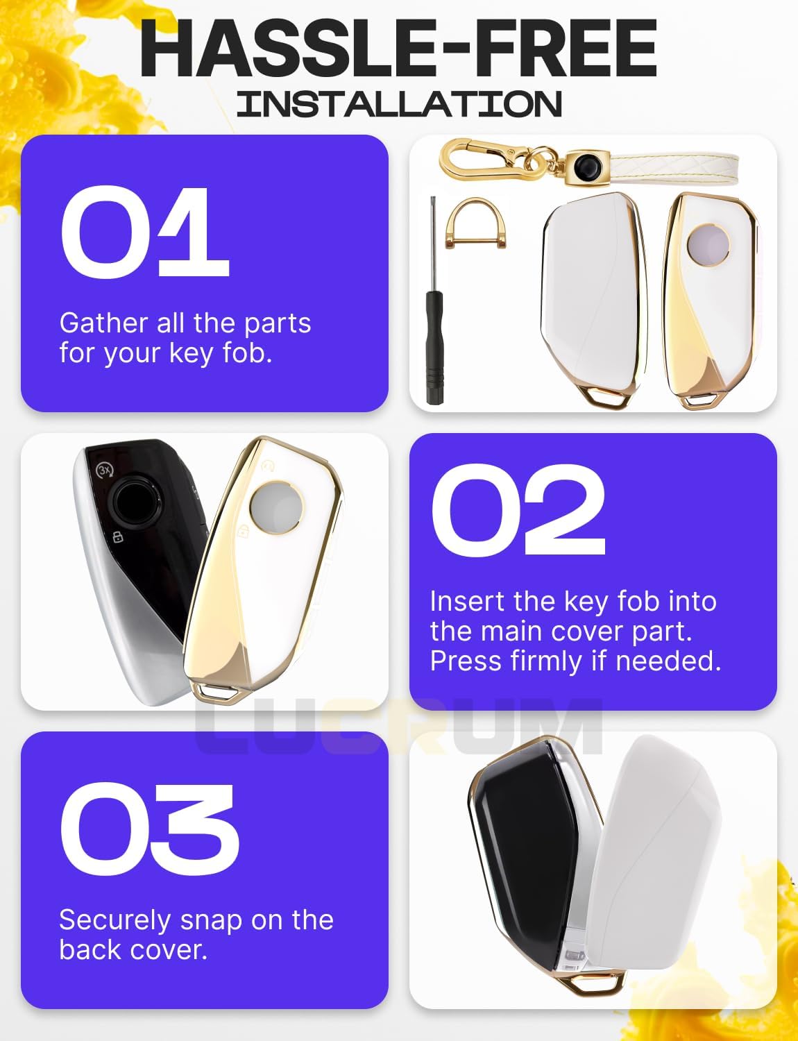 Lucrum Compatible with BMW Key Fob Cover & Keychain - TPU Keyfob Case for X1 X5 X6 X7 XM, 2 3 5 7 Series, i7 iX (2023-2025)