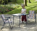 Best Kinder Camping Set 3-tlg. I 2 Stabile Klappstühle für Kinder mit Stahlrohrgestell & Tisch I Wetterfest & UV-Beständig I Platzsparend I Blau