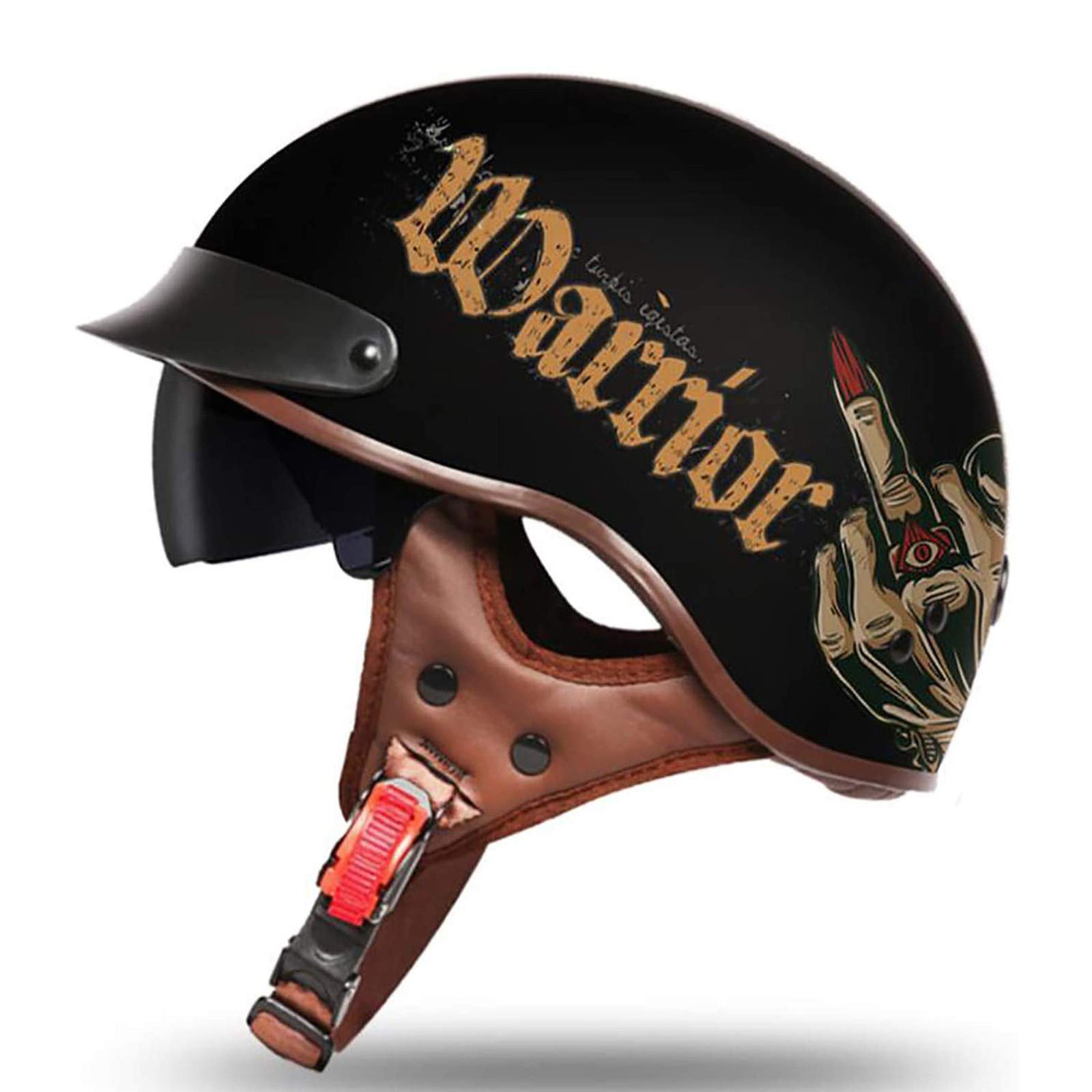 LPXPLP Moto Casque Jet Bol Vintage ECE Homologué Casque Moto Jet Avec Lunettes Pour Scooter Chopper Casque De Moto Homme Et Femme Helmets Pilot Retro, Demi-Casque D'Été H,54-62CM