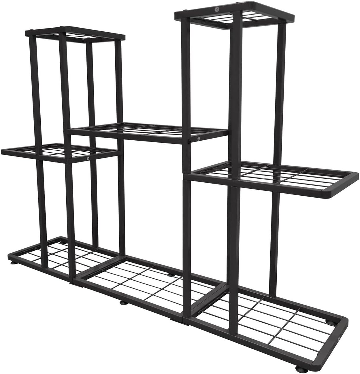 MTB Garden 3 Tier 8 Potted Metal Large Plant Stand for Indoor Outdoor Flower Pot Display Planter Shelf, Charcoal Grey