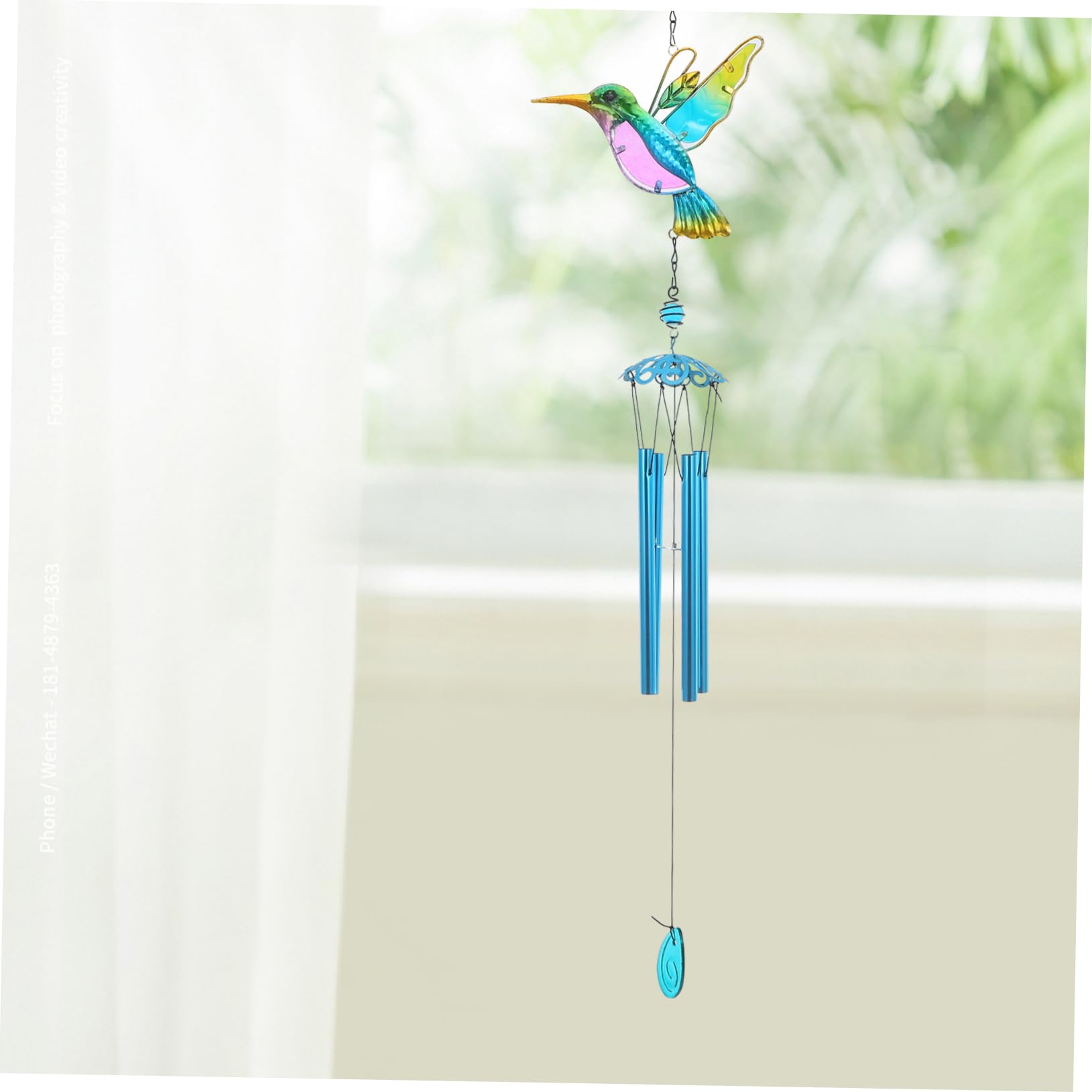 Campanelli A Vento Con Mangiatoia Per Colibrì In Vetro Soffiato - Arcobaleno, Ant Formiche - 5