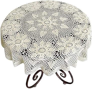 Laivigo New Handmade Crochet Lace Round Table Cloth Doilies Doily,31 Inch,Beige