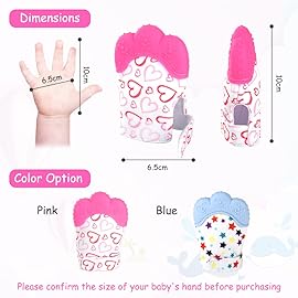 2Pack Silicone Teething Mitt, Soothing Infant Teething Mitten Pain Relief, Prevent Scratches Glove, Safe Silicone Teething Toys for 0-12 Months