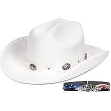 Cowboy Hats for Women & Men Felt Cowgirl Hat with Belt Buckle Wide Brim Western Hat