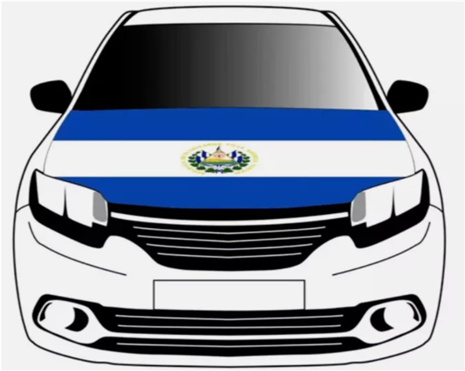 El Salvador Car Hood Cover, Flag 4x5ft Car Bonnet Banner, Universal Fit, Elastic Polyester, Stretchable, Patriotic Automotive Hood Covers, Patriot Gifts