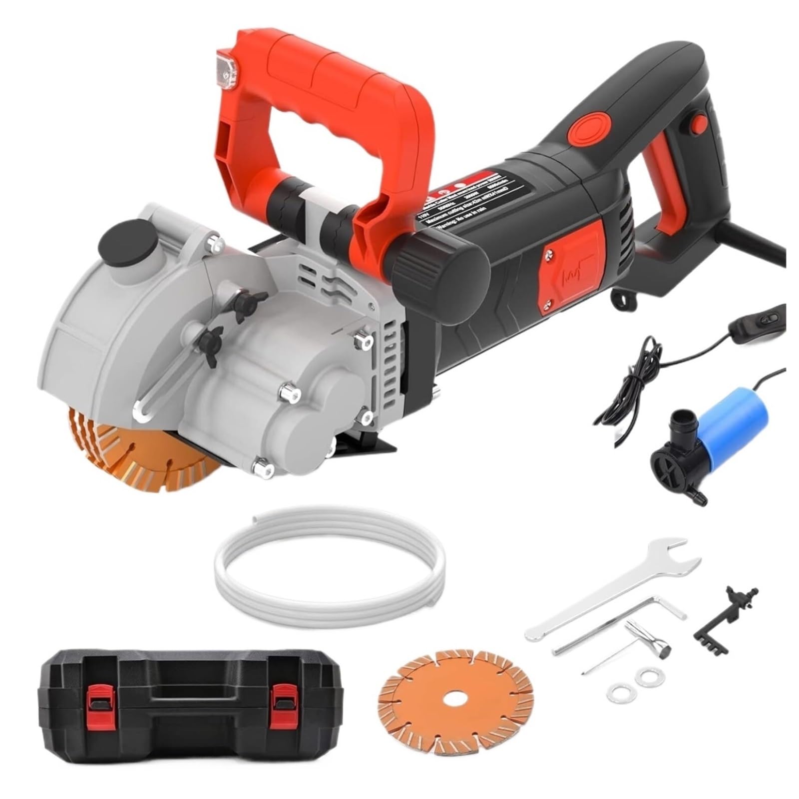 Pqlxjjyur One Color 4800W Wall Chaser Concrete Cutter Electric Aiming Grooving Machine 133Mm Circular Saw Cutting Tool With Adjustable Handle Powerful Grooving