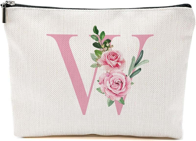 Necessaire de maquiagem CFGBFDGH Pink Roses W em lona com zíper, 1 unidade