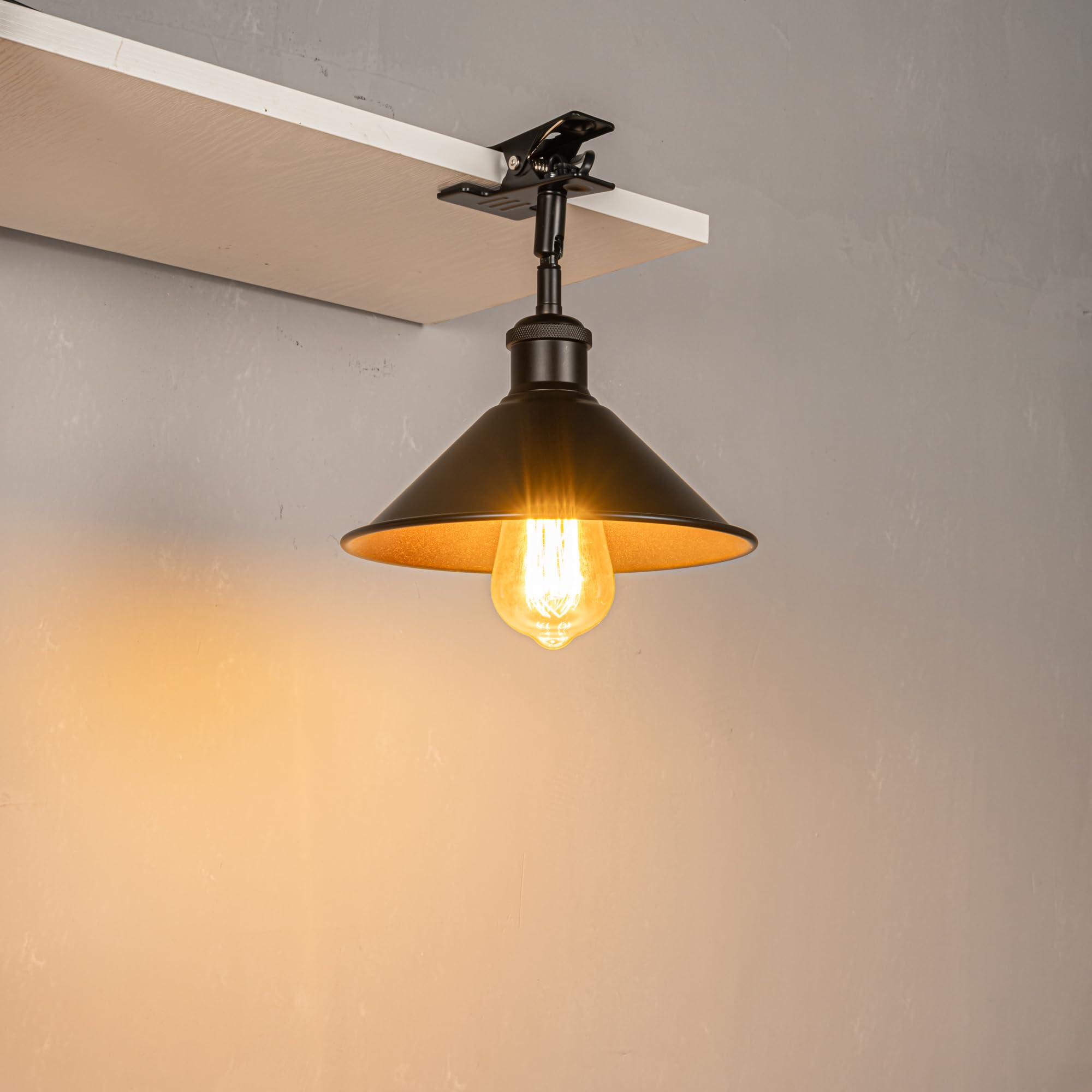 Verstellbare Klemmlampe mit E27-Fassung,1 Packung Leselampe mit 1,8 m Kabel, Dimmbar Nachttischlampe,Schreibtischlampe für Heimgebrauch Büro - 22 * 8cm Schwarz Lampenschirm- TD0603