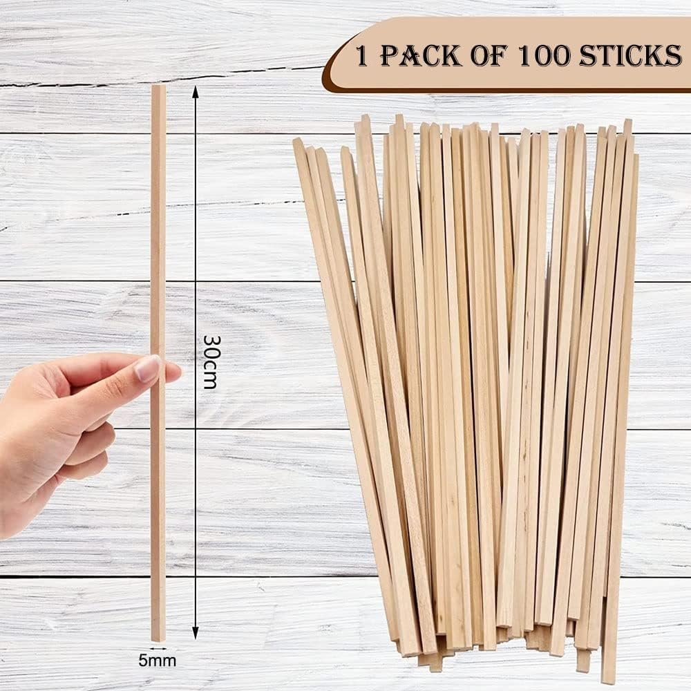 Natürliche Holzdübelstäbe, 100 Stück natürliche quadratische Holzdübelstangen, unbehandelte Bastelstäbe, Balsaholz for Heimwerkerarbeiten, Kunstprojekte, Modellbau, Dekorationen