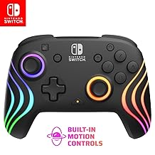 PDP Gaming Afterglow Wave Wireless Nintendo Switch Pro Controller - Officially Licensed, Nintendo Switch 2, Switch Lite/OLED, RGB LED Customization, App Controls, Rechargeable Battery Power - Black