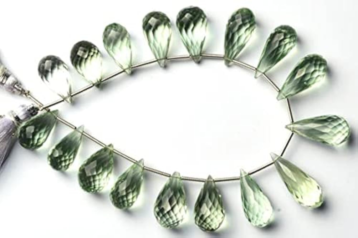 Prasiolite véritable du Brésil : briolettes de qualité supérieure pour haute joaillerie