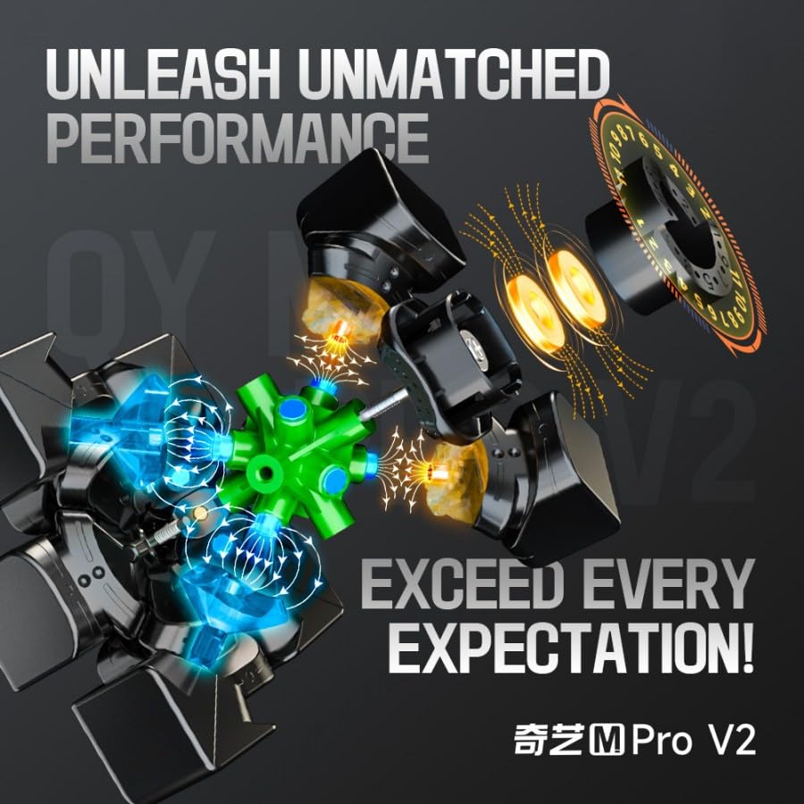 Image of QiYi M PRO 3x3 V2 Pioneer UV Magnetic Speed Cube - MagLev Technology, Ball-Core Magnets, Dual Adjustment (11 Settings), Glossy UV Coated Stickerless 55.5mm Flagship for Competitive Cubing
