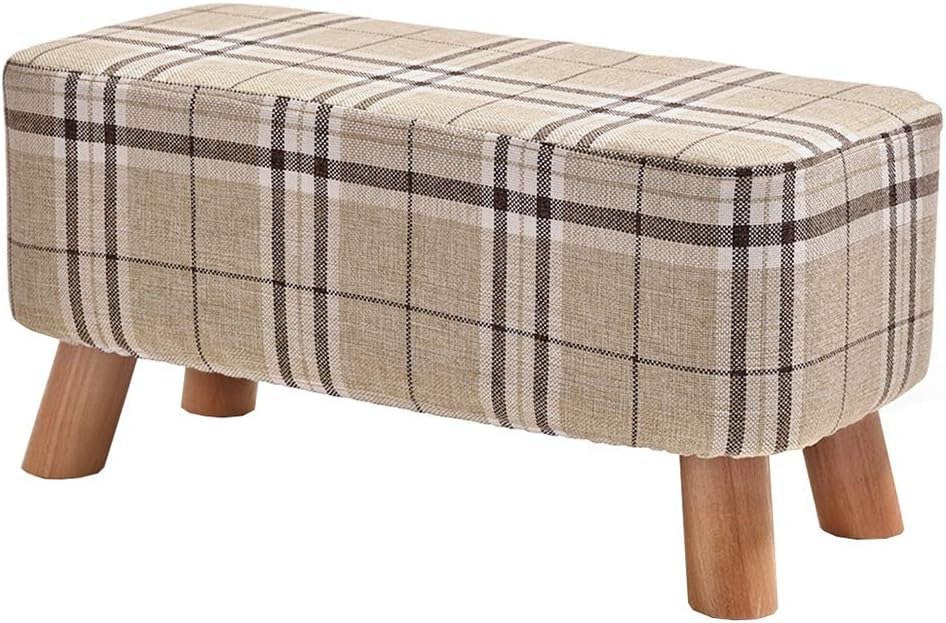 Tabouret de canapé rayé en bois massif parfait comme banc à chaussures d'entrée