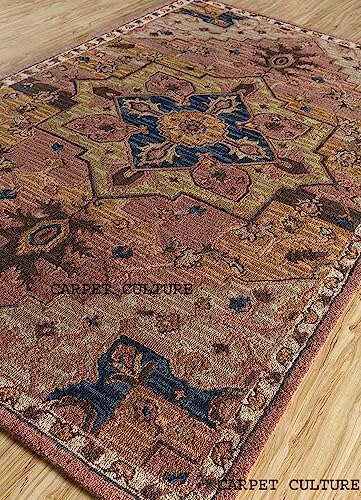 Image of Carpet Mahal Handmade Handwoven Tufted Made of 100% Soft Blended Wool Export Quality Carpets with 1 Inch Thickness (4x6 Feet) Color Multi