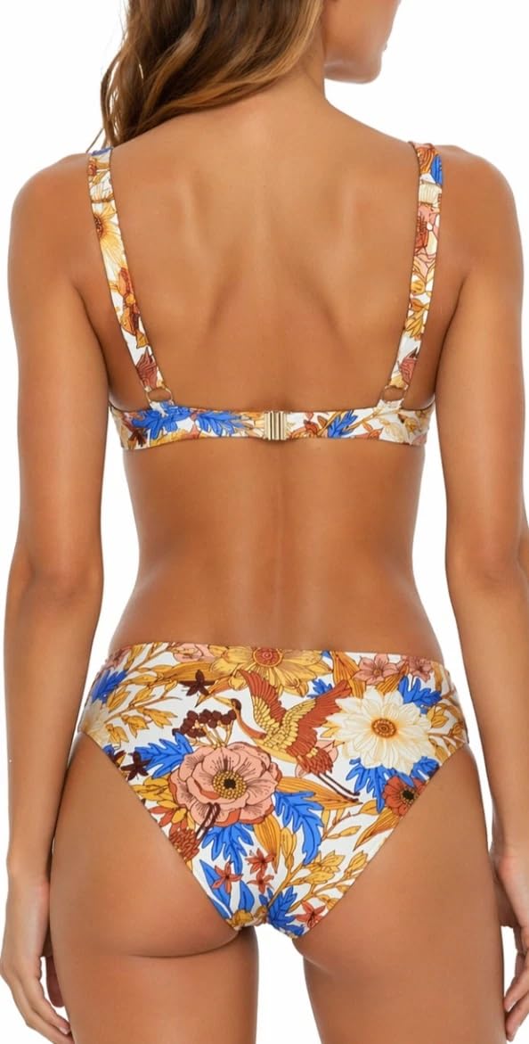 Gisela Costume Donna Due Pezzi con Ferretto Coppa Sfoderata Slip Midi Floreale 30214 EU 90 D - IT 6 D