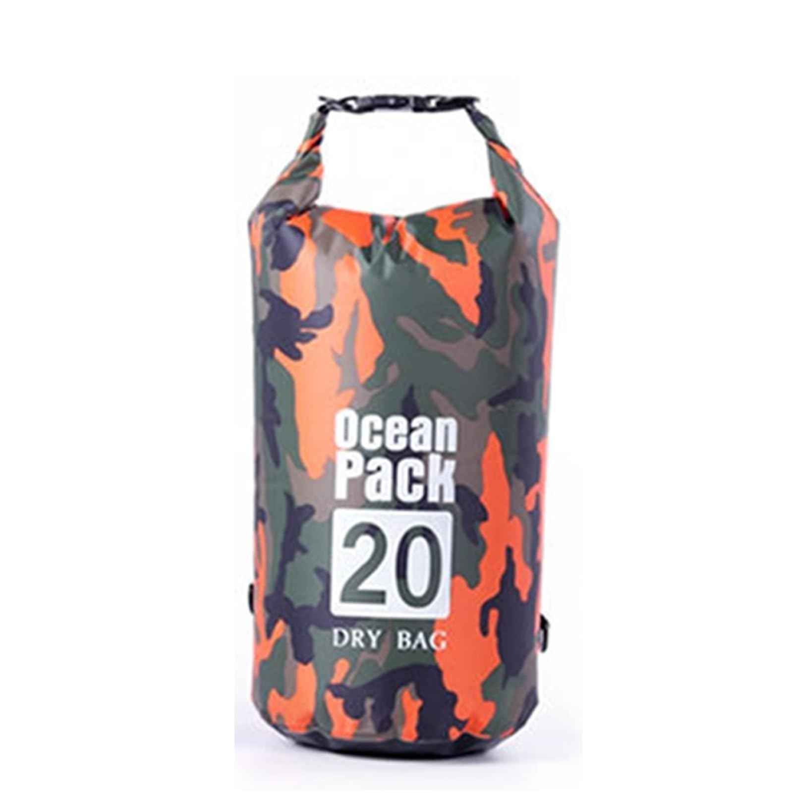 Borsa Nuoto Borsa impermeabile in PVC, impermeabile, mimetica, per immersioni all'aperto, pieghevole, per uomo e donna, per spiaggia, nuoto, rafting, fiume(Orange-20L)