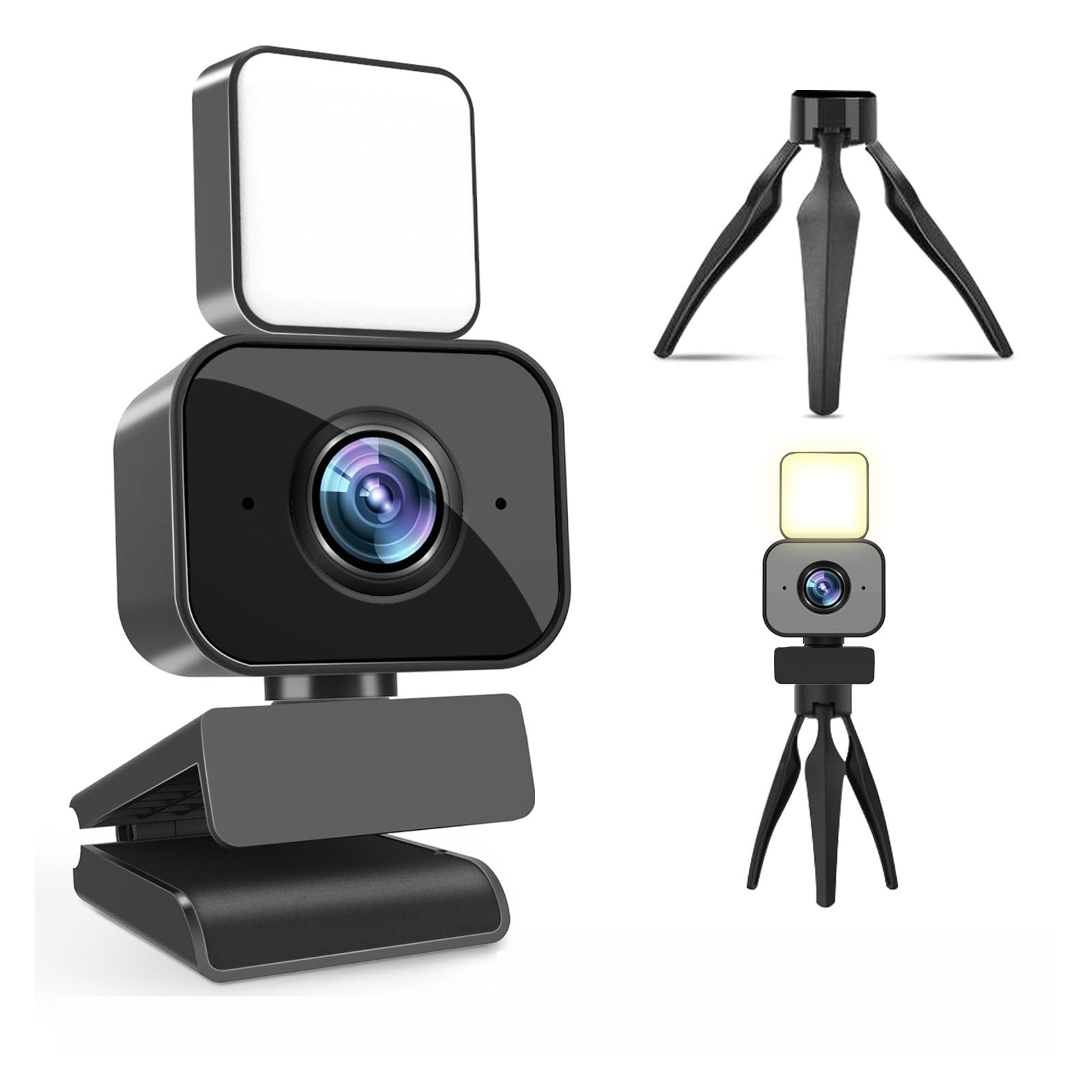 Kamera internetowa HD Kamera internetowa HD 1080P z lampą pierścieniową i statywem Osłona kamery internetowej 3 kolory Regulacja jasności Do konferencji, transmisji na żywo, nagrywania do konferencji,