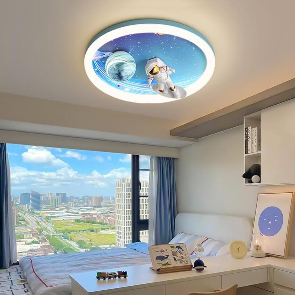 Lampa sufitowa LED Lampa sufitowa dla dzieci astronauta sypialnia lampa sufitowa szklana planeta 48 W możliwość ściemniania pokój chłopiec światła salon oświetlenie wewnętrzne światło