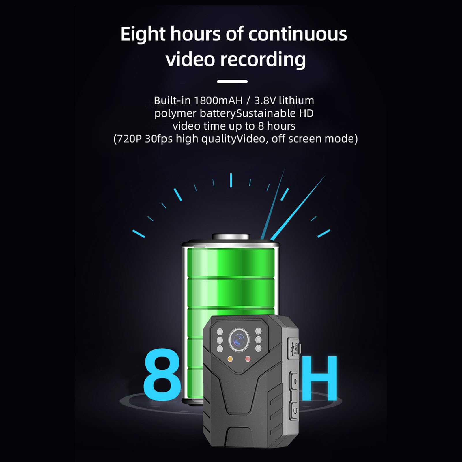 1296P HD Body Camera, I826 1296P HD Night Detekcja Ruchu Nagrywanie w Pętli Nagrywanie na Ciele Zużyta Kamera Konstrukcja z Klipsem z Tyłu Lekki Przenośny do Rejestratora