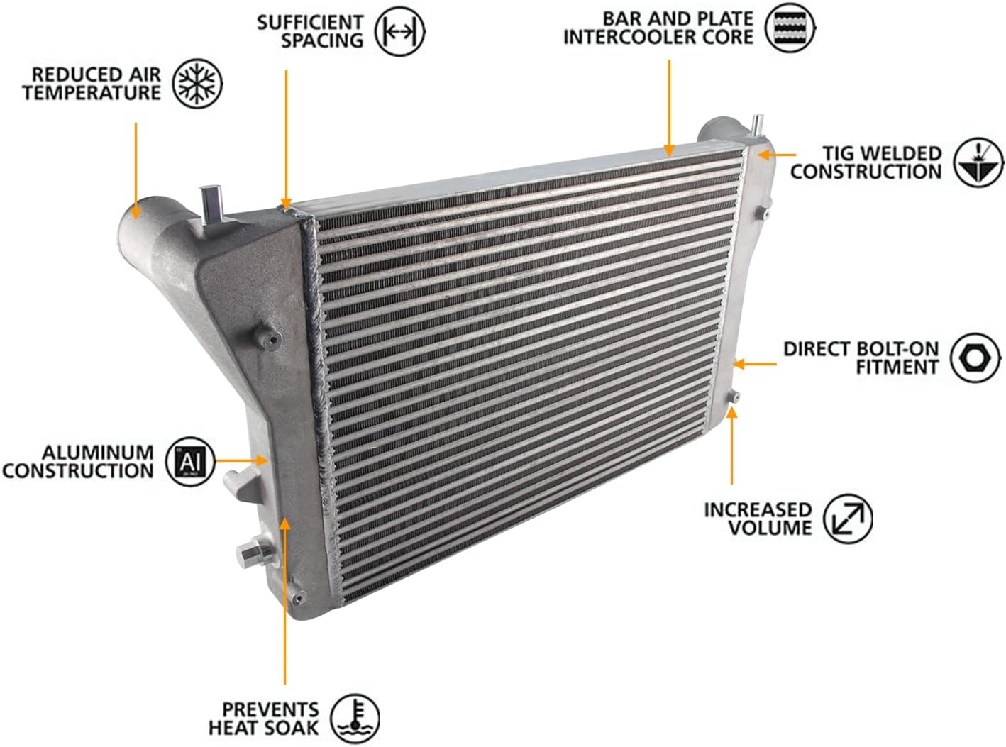 Aluminum Front Mount Intercooler for VW Golf Gti 06-10 2.0T Turbo Mk5 (Version2)