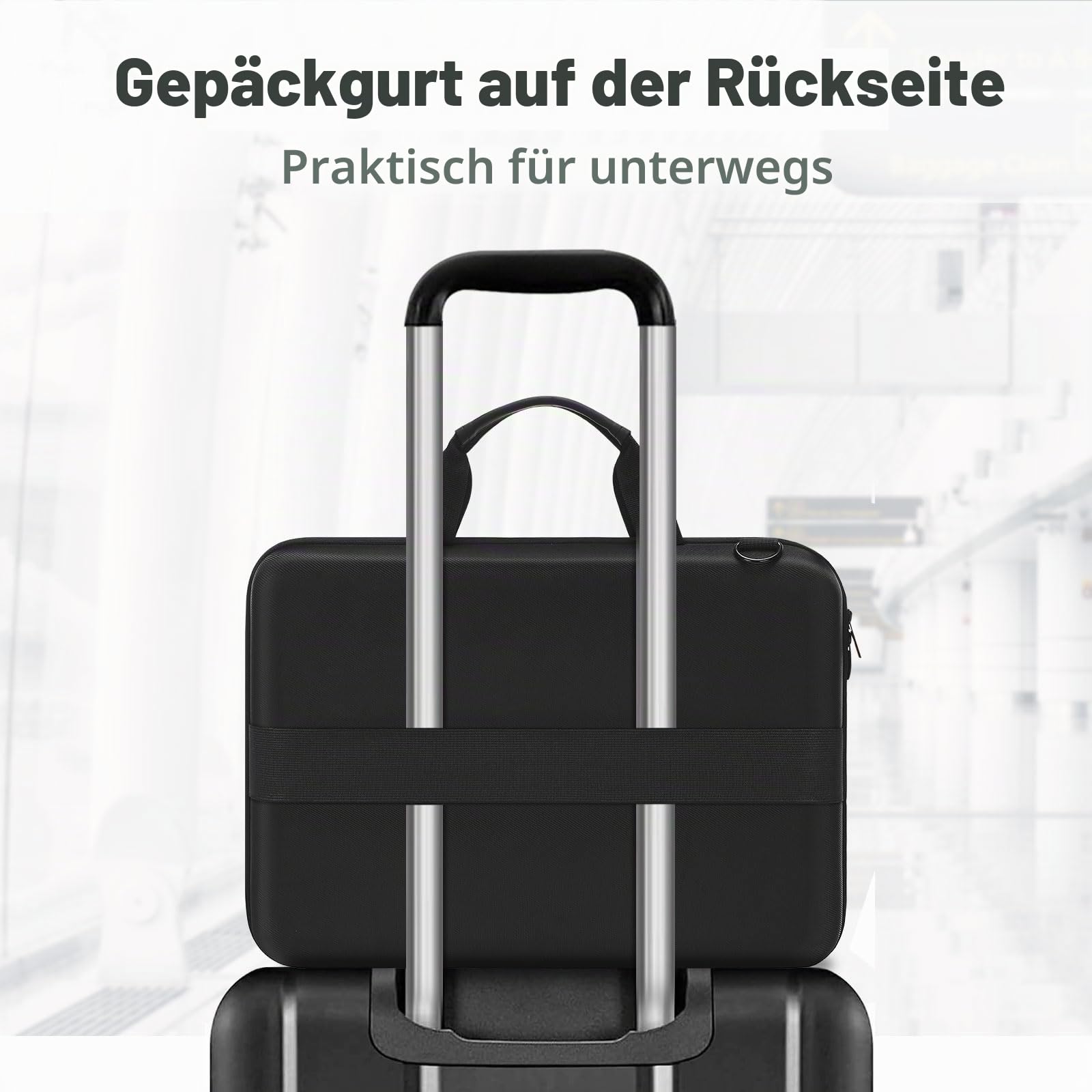 MOSISO Hartschale Laptoptasche 16 Zoll Herren, kompatibel mit MacBook Air 15 / Pro 16, Lenovo HP Dell Asus, Umhängetasche Schwarz