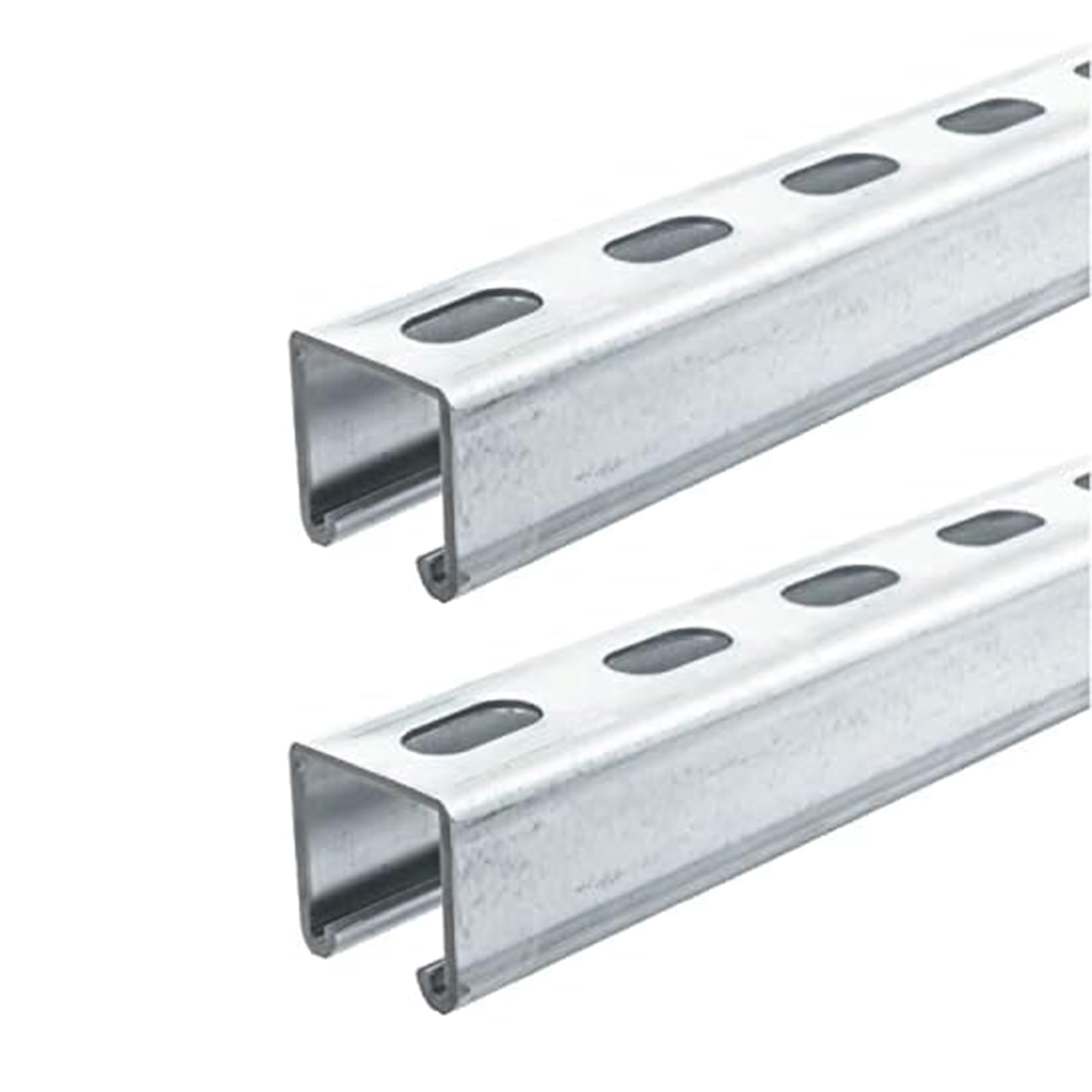 4.76 Feet Length Strut Channel Trolley Track，1-5/8" Wide and high 12 Gauge Metal Steel U Channel with Thick Galvanized Steel Strip Groove Back, Sturdy and Durable. (Pack of 2)