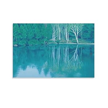 東山魁夷「緑の朝」大作 湖畔 風景画 水彩画 木製フレーム 東山魁夷 緑の湖畔(新復刻画) | 絵画など美術品の販売と買取