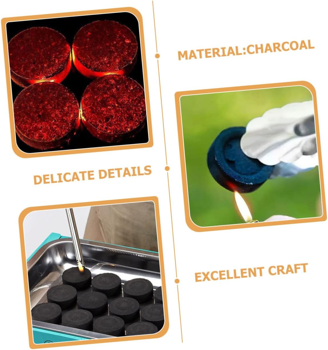 70Pcs Natural Barbecue Charcoal Tablets Quick Lighting Charcoal for Outdoor Cooking Grilling Camping Smokeless Charcoal Heater for BBQ and Fire Pit Use