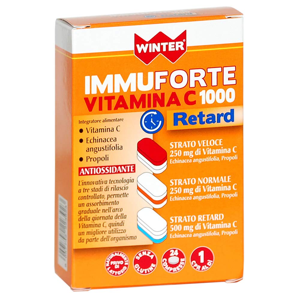 2x Winter - Immuforte VITAMINA C Retard - 24 compresse da 1.75 gr - Vitamina C con echinacea e propoli a RILASCIO GRADUALE - Difese immunitarie