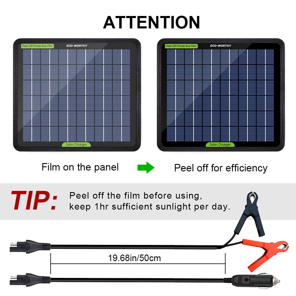 Buy ECOWORTHY 12 Volt 5 Watt Solar Trickle Charger for 12V Batteries