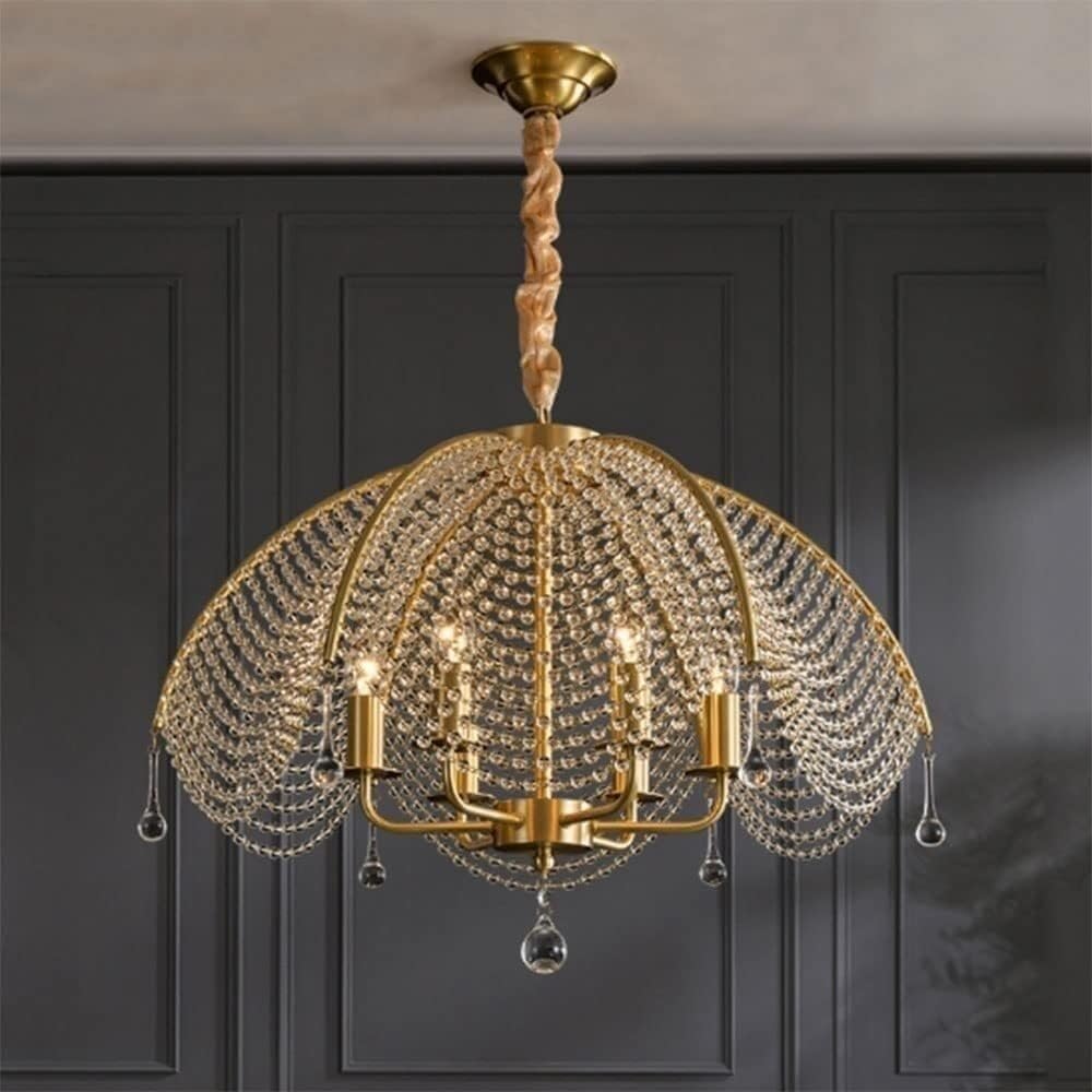 Lustre vintage en cristal américain laiton luminaire suspendu pour salon