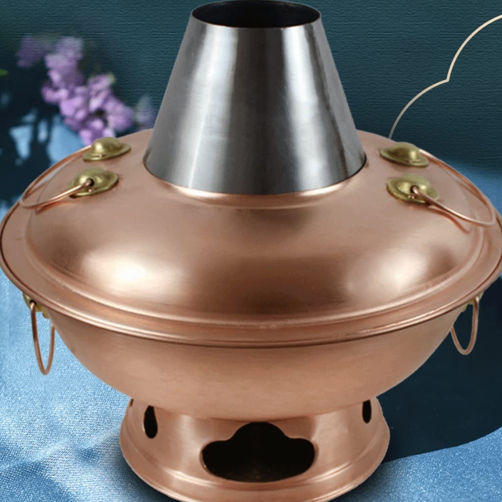 Old Beijing - Olla caliente de cobre puro hecha a mano, hecha a mano, de latón, 28 cm
