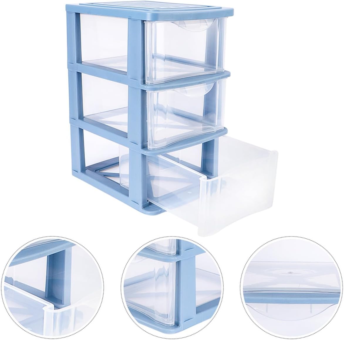 2pcs Three-layer Drawer Storage Boxes Transparent Sundry Organizer for Desktop Cosmetics Kitchen Office Large Capacity Multi-deck Design for Easy Sorting and Dust Protection