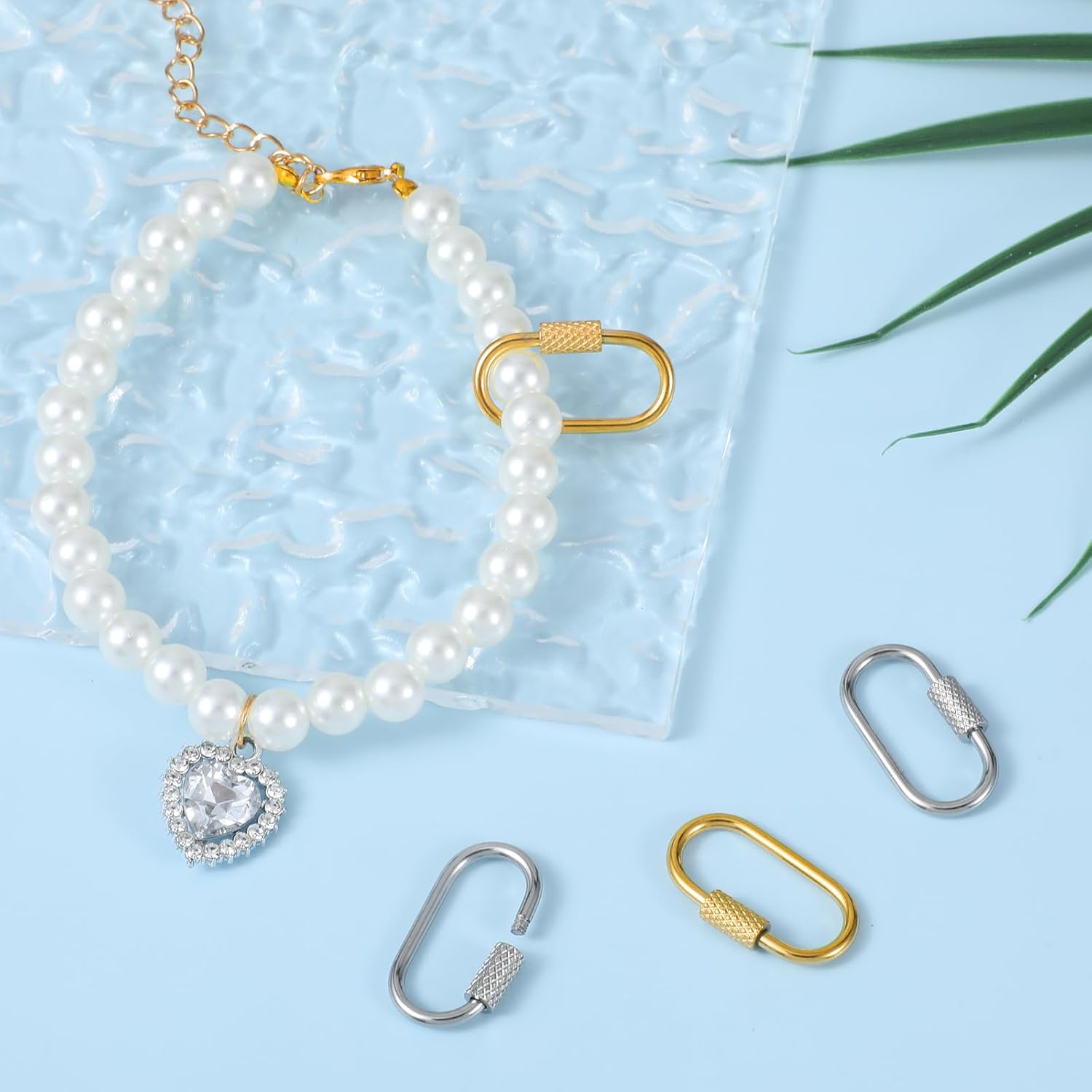 4 PCS Small Locking Carabiner Screw Lock Carabiner Brass Screw Lock Clip Oval Key Clasps Stainless Steel Screws Locking Keychain for Jewelry Making Handbag DIY Accessory - Image 4