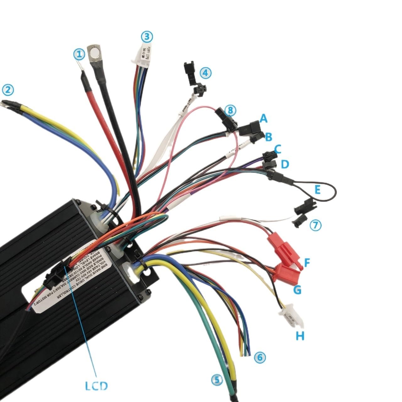 Brushless Motor Controller BLDC Sinuswelle Dual Drive Controller Set 50A 48V 60V 72V mit Display for Motor Hub 1600W 2000W 3000W 4500W