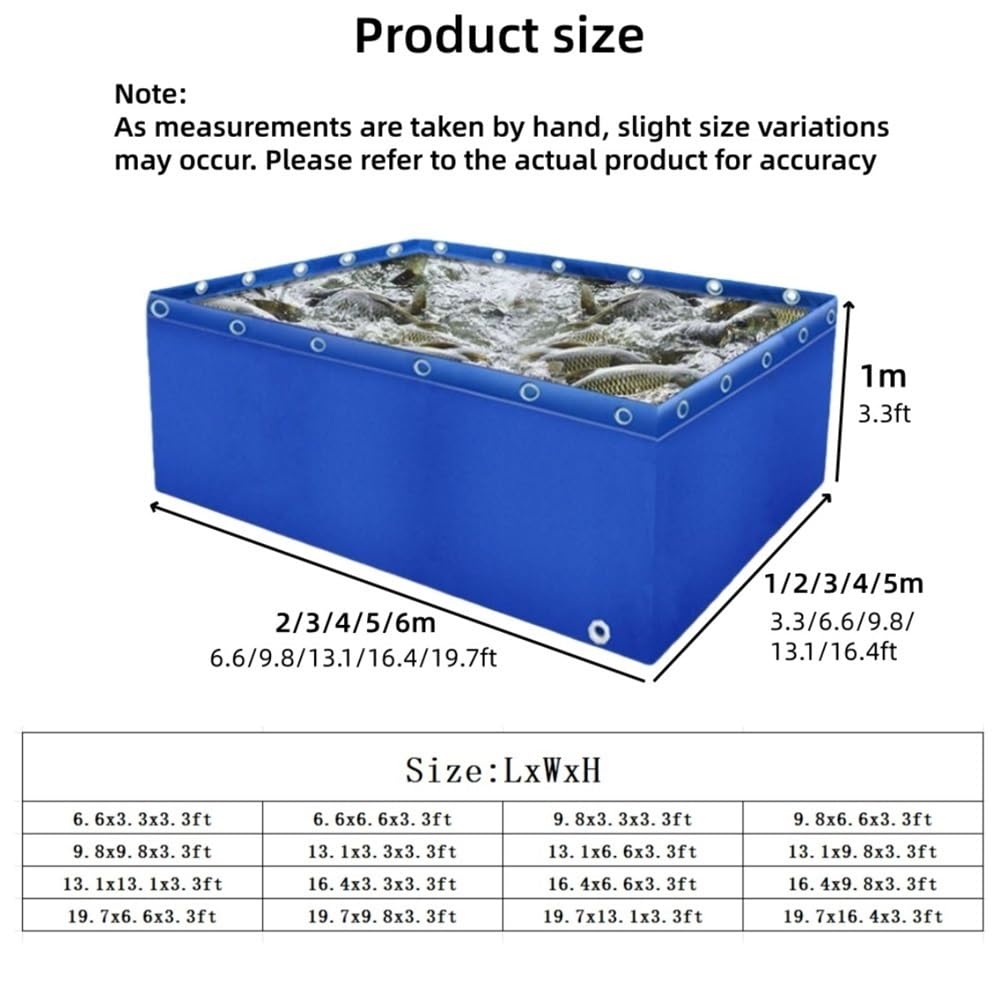 Foldable PVC Canvas Fish Pond, Aquarium Tank Above Ground Fish Pond, Portable Canvas Fish Tank, Above Ground Pond, for Home Aquaculture(13.1x6.6x3.3ft)